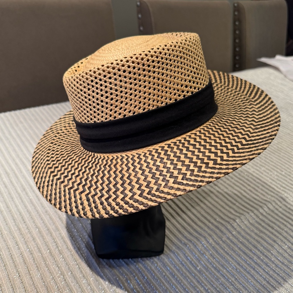 Dobbs Fifth Avenue (NY) Hat Straw Fedora Panama Black Band Size Small